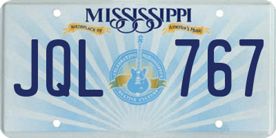 MS license plate JQL767