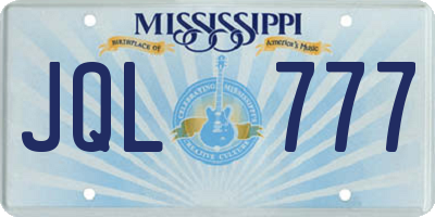 MS license plate JQL777