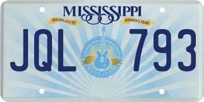 MS license plate JQL793