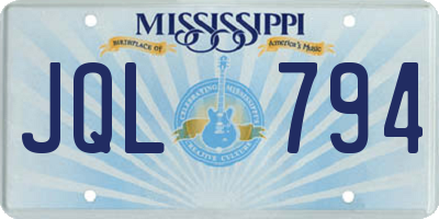 MS license plate JQL794