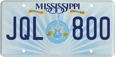 MS license plate JQL800
