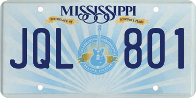 MS license plate JQL801
