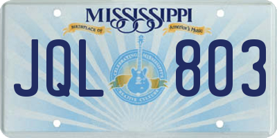 MS license plate JQL803