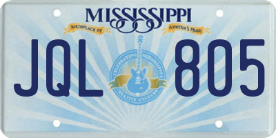 MS license plate JQL805