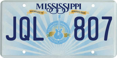 MS license plate JQL807