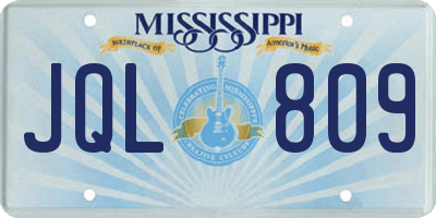 MS license plate JQL809