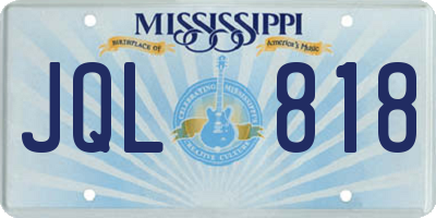 MS license plate JQL818