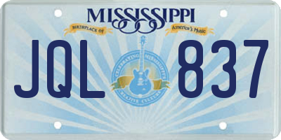MS license plate JQL837