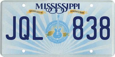 MS license plate JQL838