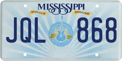 MS license plate JQL868