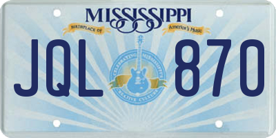 MS license plate JQL870