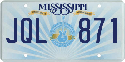 MS license plate JQL871