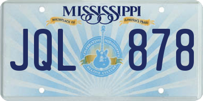 MS license plate JQL878