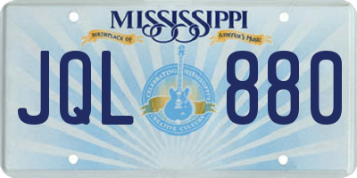 MS license plate JQL880