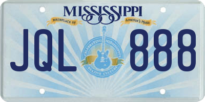 MS license plate JQL888