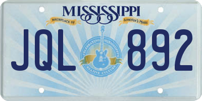 MS license plate JQL892