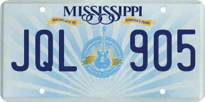 MS license plate JQL905