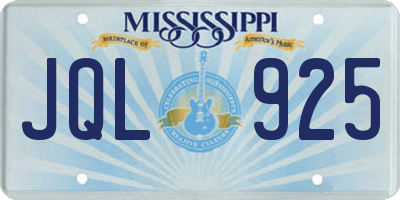 MS license plate JQL925