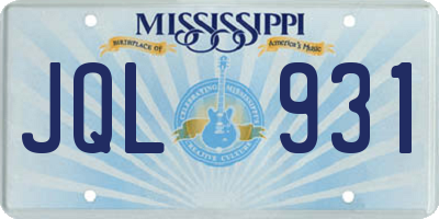 MS license plate JQL931