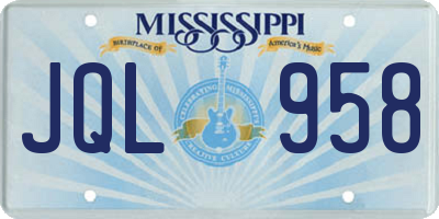 MS license plate JQL958