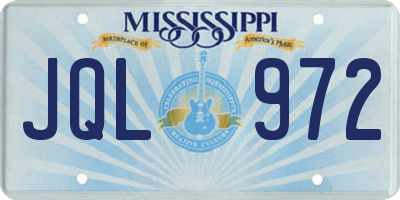 MS license plate JQL972