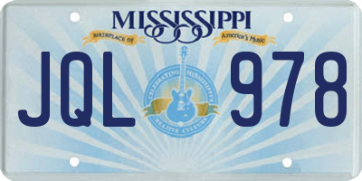 MS license plate JQL978