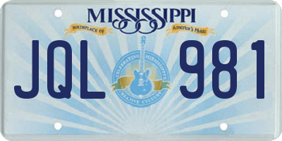 MS license plate JQL981