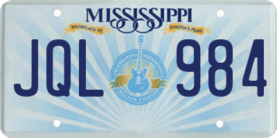MS license plate JQL984