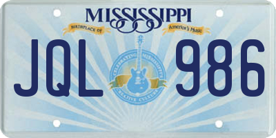 MS license plate JQL986