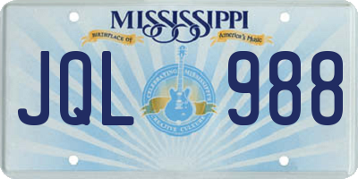 MS license plate JQL988