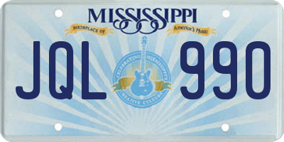MS license plate JQL990