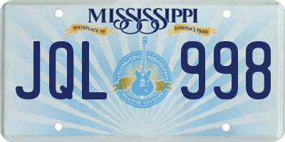 MS license plate JQL998
