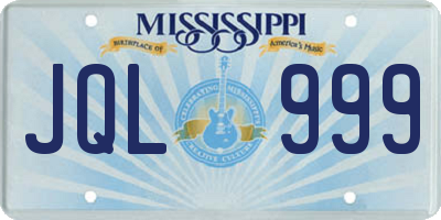 MS license plate JQL999