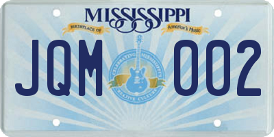 MS license plate JQM002