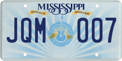 MS license plate JQM007
