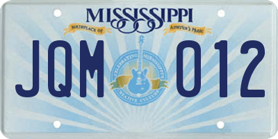 MS license plate JQM012