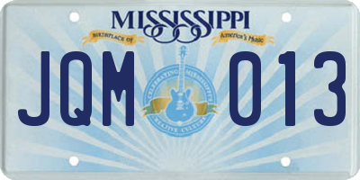 MS license plate JQM013
