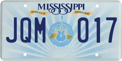 MS license plate JQM017