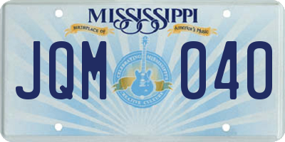 MS license plate JQM040