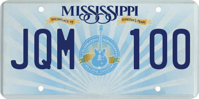 MS license plate JQM100