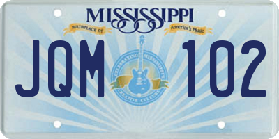 MS license plate JQM102