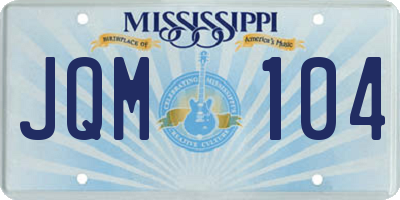 MS license plate JQM104