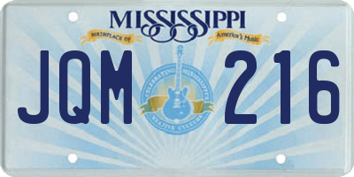 MS license plate JQM216