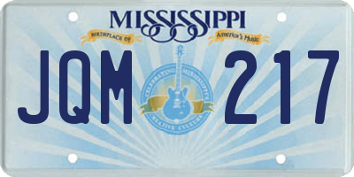 MS license plate JQM217