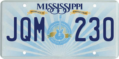 MS license plate JQM230
