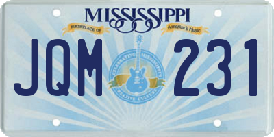 MS license plate JQM231