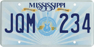 MS license plate JQM234