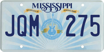 MS license plate JQM275