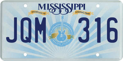 MS license plate JQM316