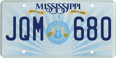 MS license plate JQM680